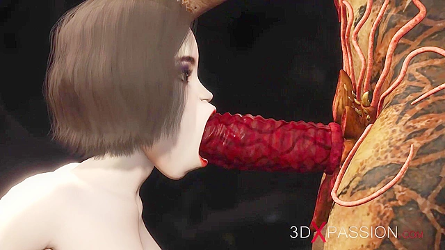 Super horny sexy secretary has hard 3D anal sex by predator futa