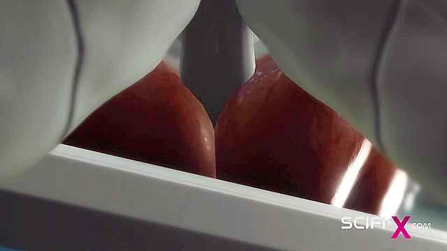 A sexy young busty ebony has hard anal sex with sex robot