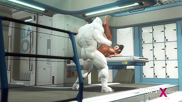 A sexy young busty ebony has hard anal sex with sex robot