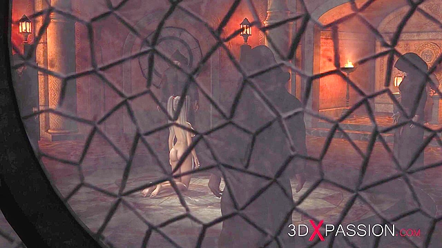 Sexy hot blonde gets face fucked by big black man in a medieval castle