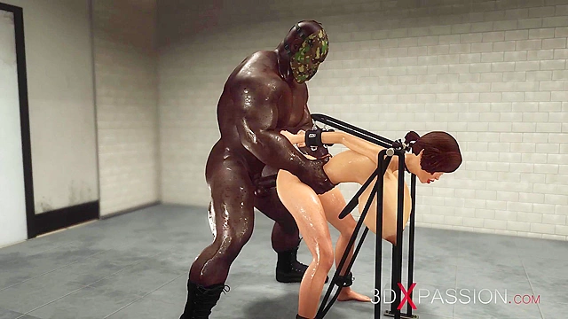 Sexy 3D animated brunette enjoys fucking with a big black cock