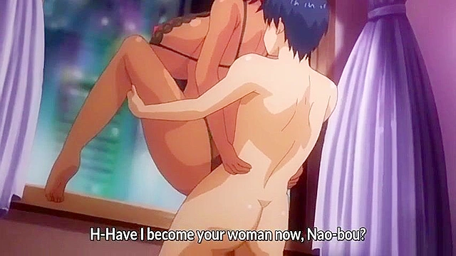 Busty hentai milf gets bent over the sink in front of the window