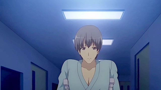 White Blue 4 - Old man bangs busty hentai nurse while her boyfriend watches