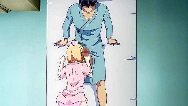 White Blue 4 - Old man bangs busty hentai nurse while her boyfriend watches