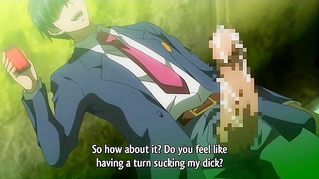 Busty principal bitch sucks dick after hypnosis app is used on her