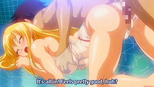 Blonde anime cutie gets fucked in tight swimsuit in public dressing room