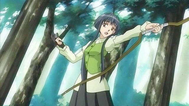 Romantic anime couple make love in a cave hot springs