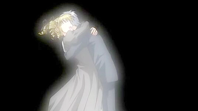 Romantic anime couple make love in a cave hot springs