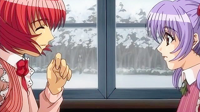 Romantic anime couple make love in a cave hot springs