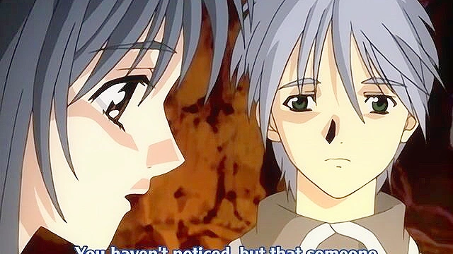 Romantic anime couple make love in a cave hot springs