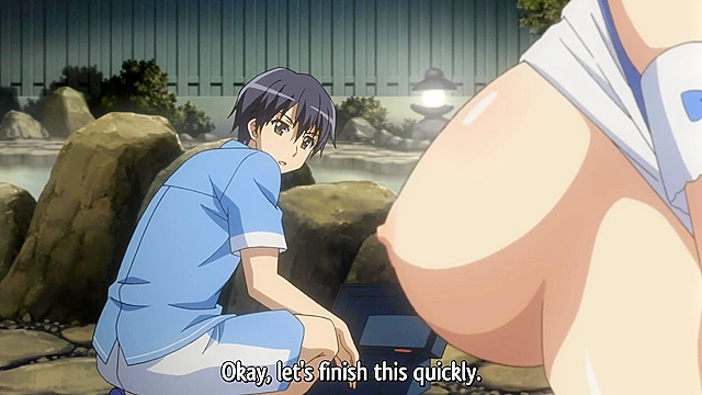 Tropical Kiss 1 - Our hero slams his thick dick in virgin anime teen's pussy after boobjob