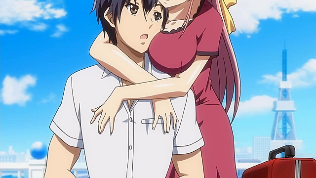 Tropical Kiss 1 - Our hero slams his thick dick in virgin anime teen's pussy after boobjob