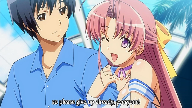 Tropical Kiss 1 - Our hero slams his thick dick in virgin anime teen's pussy after boobjob