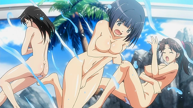 Tropical Kiss 1 - Our hero slams his thick dick in virgin anime teen's pussy after boobjob