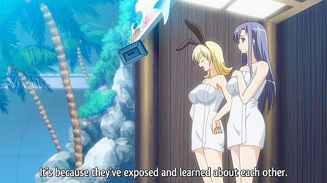 Tropical Kiss 1 - Our hero slams his thick dick in virgin anime teen's pussy after boobjob