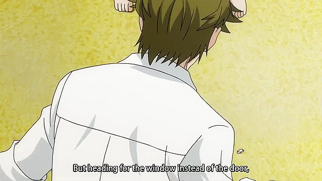 Teen dude fucks his busty japanese girlfriend while his horny neighbor spies on him