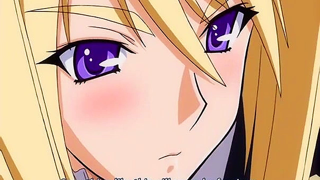 Busty anime blonde is fingered until she is overcome with lusty feelings