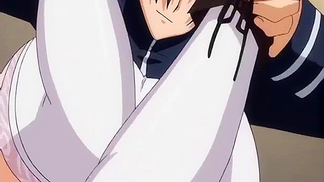 Busty anime blonde is fingered until she is overcome with lusty feelings