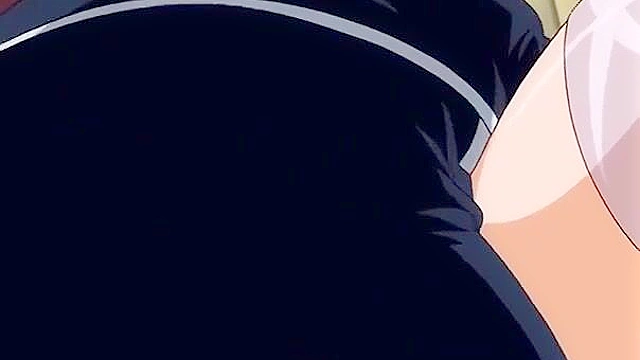 Busty anime blonde is fingered until she is overcome with lusty feelings