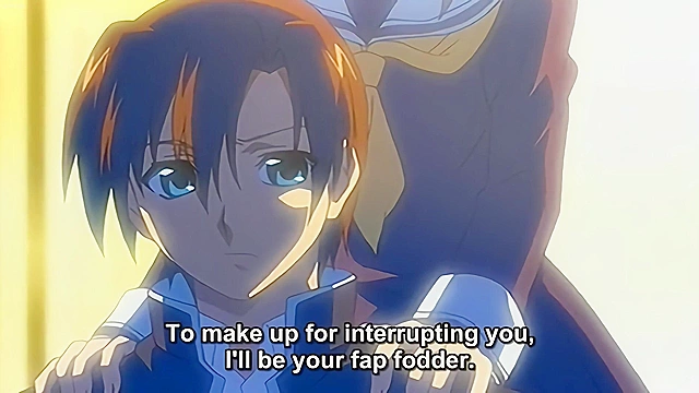 Anime girlfriend professes her love and titty fucks her boyfriend to facial