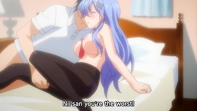 Dirty teen hentai sister gives a blowjob on her knees for a sticky facial