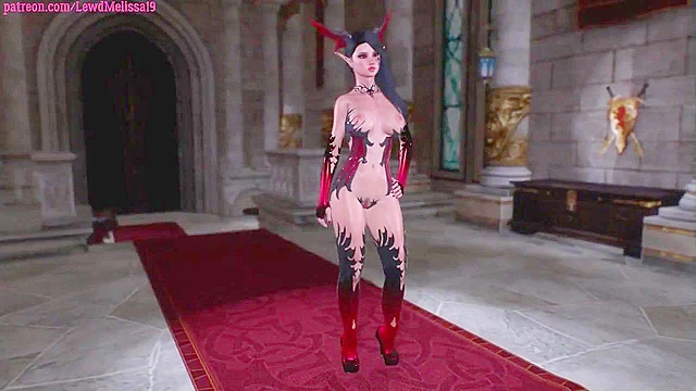 Futa warrior queen has a tattooed elf servant pleasure her throbbing cock