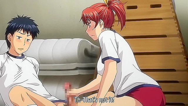 Busty hentai schoolgirl fucks in the gym and squirts milk while orgasming