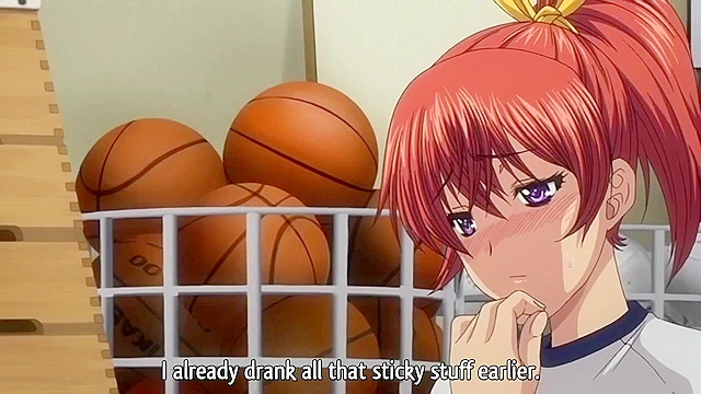 Busty hentai schoolgirl fucks in the gym and squirts milk while orgasming