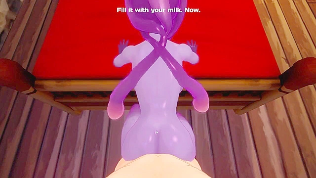 Purple animated slime girl fucks your cock in pov