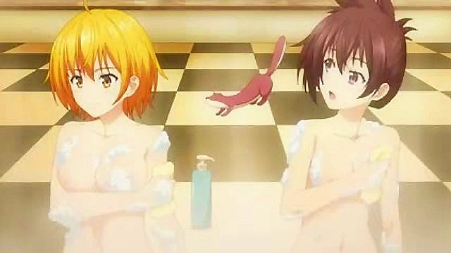 Super HxEros (uncensored) 11 - Ecchi - Anime schoolgirl talk gossip while taking a bath