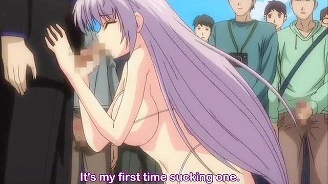 Dirty cosplay waitress sucks everyone's dick in public for bukkake bath