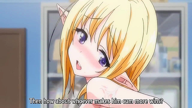 Little Devil Girlfriend 2 - Petite anime schoolgirl and busty elf in threesome sex