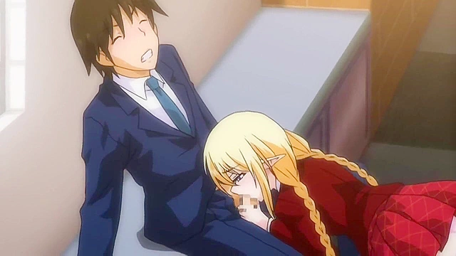 Little Devil Girlfriend 2 - Petite anime schoolgirl and busty elf in threesome sex