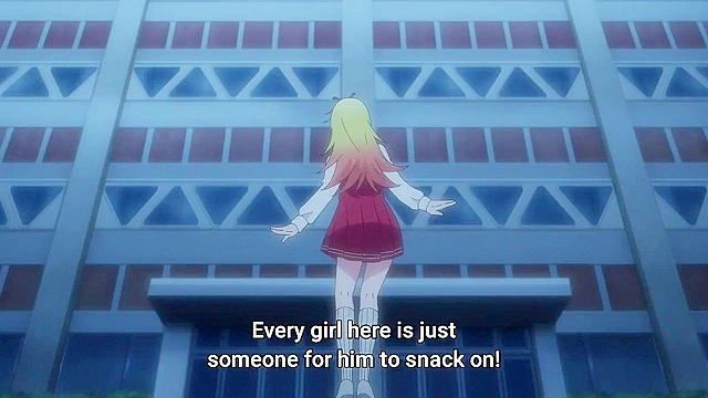 World's Ends Harem 9 - ecchi anime - Three anime girls use their boobs to shower guy