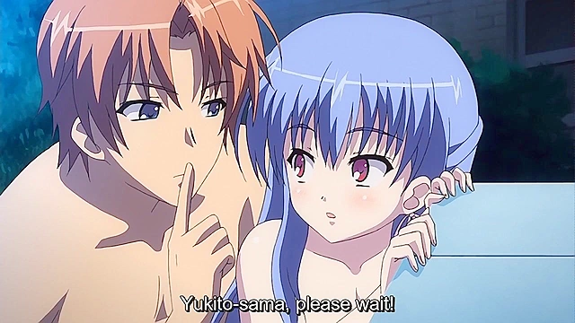 Dark Blue 2 - Busty anime virgin teen fucked at pool while loser watches