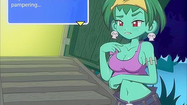 Teen zombie girl gets her bald pussy fingered and licked by monster