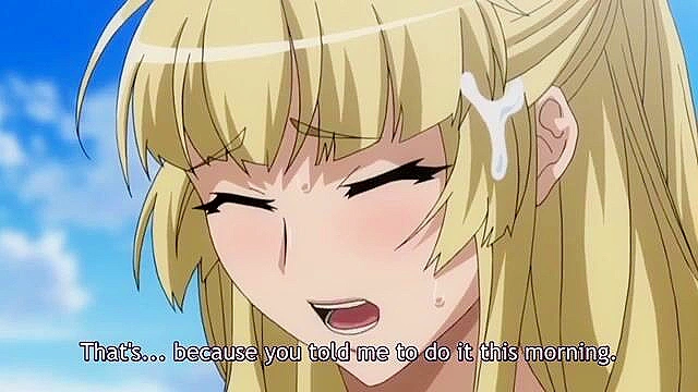 Busty anime princess is made to masturbate pussy while perv dude watches