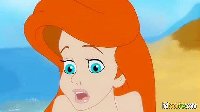 Ariel the little mermaid and her best friend having a cartoon threesome