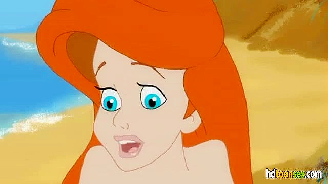 Ariel the little mermaid and her best friend having a cartoon threesome