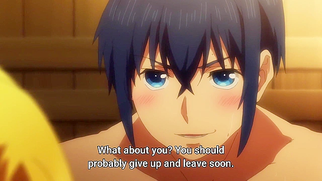 World's End Harem 5 - ecchi anime - Shy dude washes sexy girl bodies at public bath