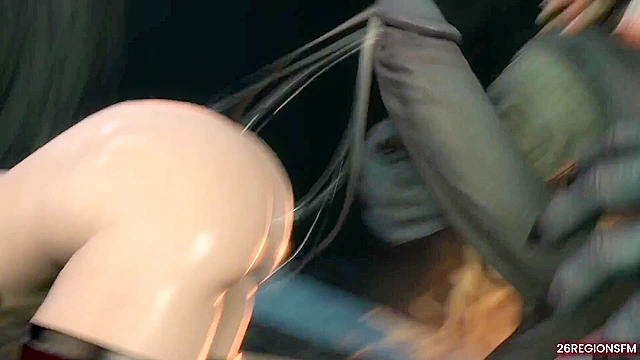 Momiji The Demon Hunter goes crazy for a giant beast cock