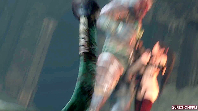 Momiji The Demon Hunter goes crazy for a giant beast cock