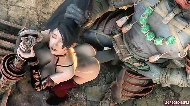 Momiji The Demon Hunter goes crazy for a giant beast cock