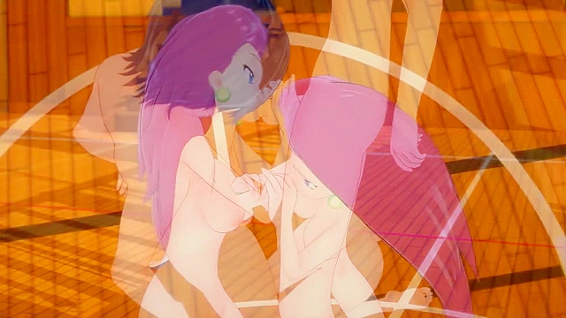 Team Rocket Jessie from Pokemon gives a sloppy blowjob