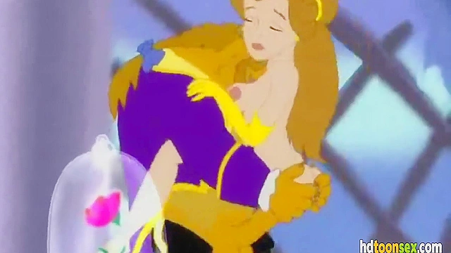 Beauty and the Beast having cartoon sex in the castle