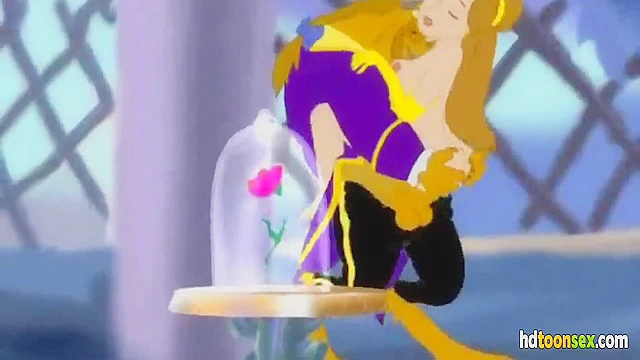 Beauty and the Beast having cartoon sex in the castle