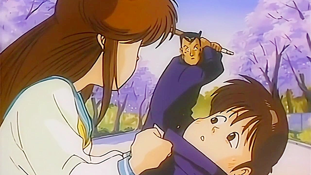 Angel - Anime teen lovers have public sex in cherry tree