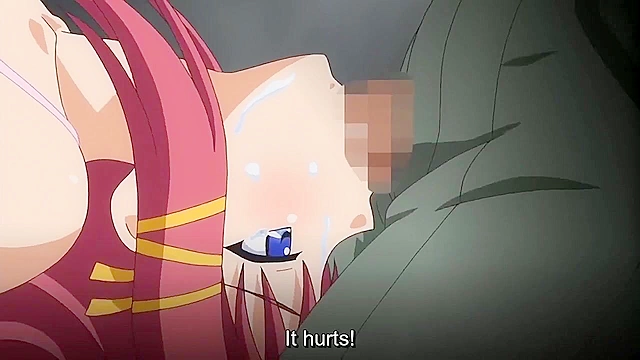 Busty anime redhead gets her face fucked and jizzed on