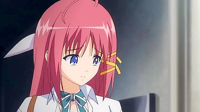 Busty anime redhead gets her face fucked and jizzed on