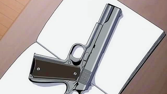 Busty hentai babe gets fucked while tied up and held at gunpoint